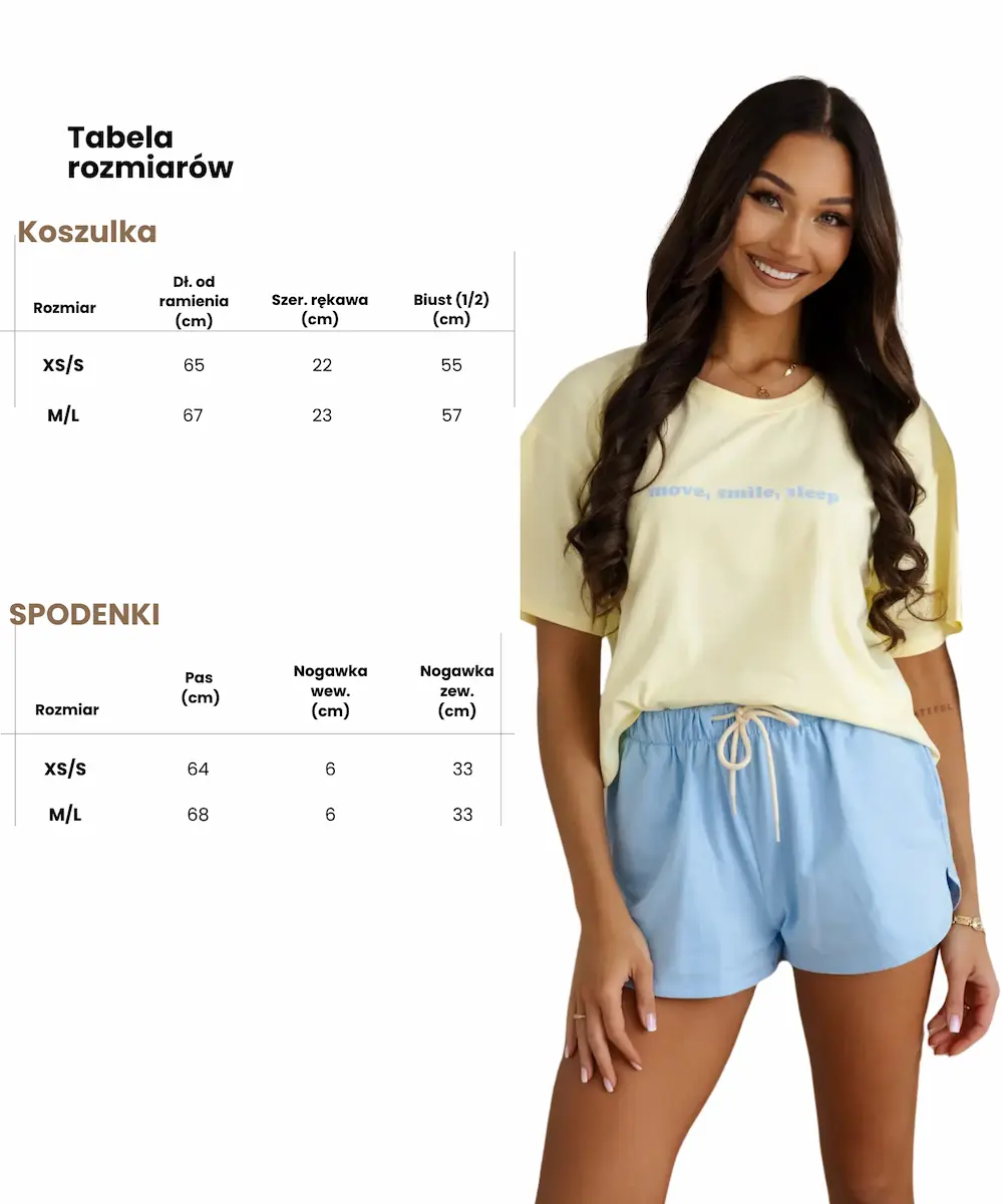 Tabela rozmiarów – Zestawy bawelniane